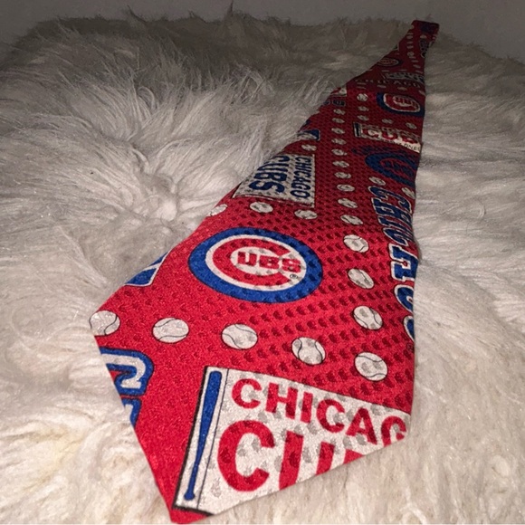 VTG 1992 RM Style Chicago Cubs Ralph Marlin Silk Neck Tie R/W/B Admit One - Picture 11 of 12
